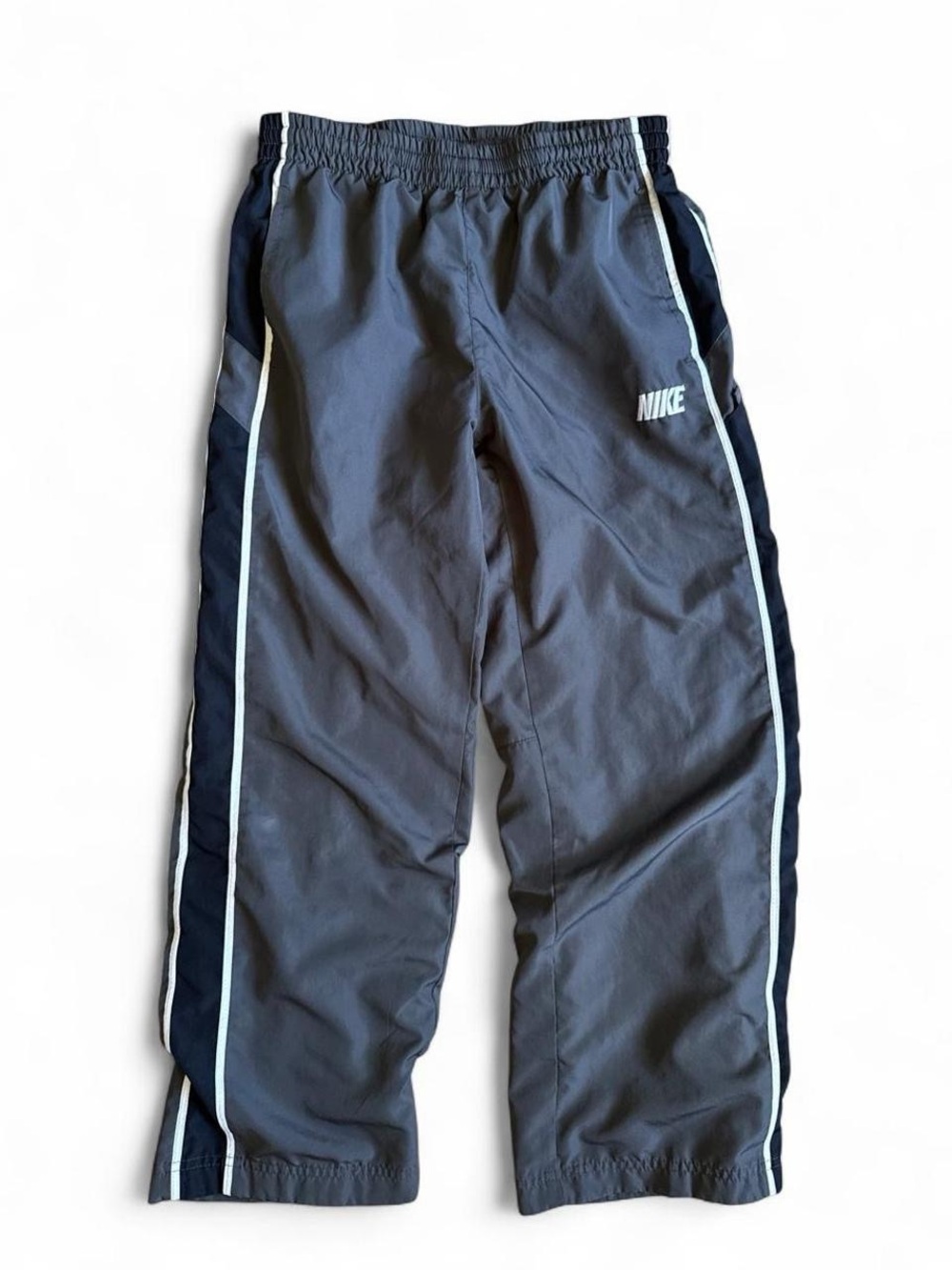 Nike Boys Gray and Black Track Pants with White Piping